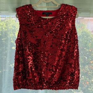 Dazzling Red Sequin Sleeveless Top - L - NWT